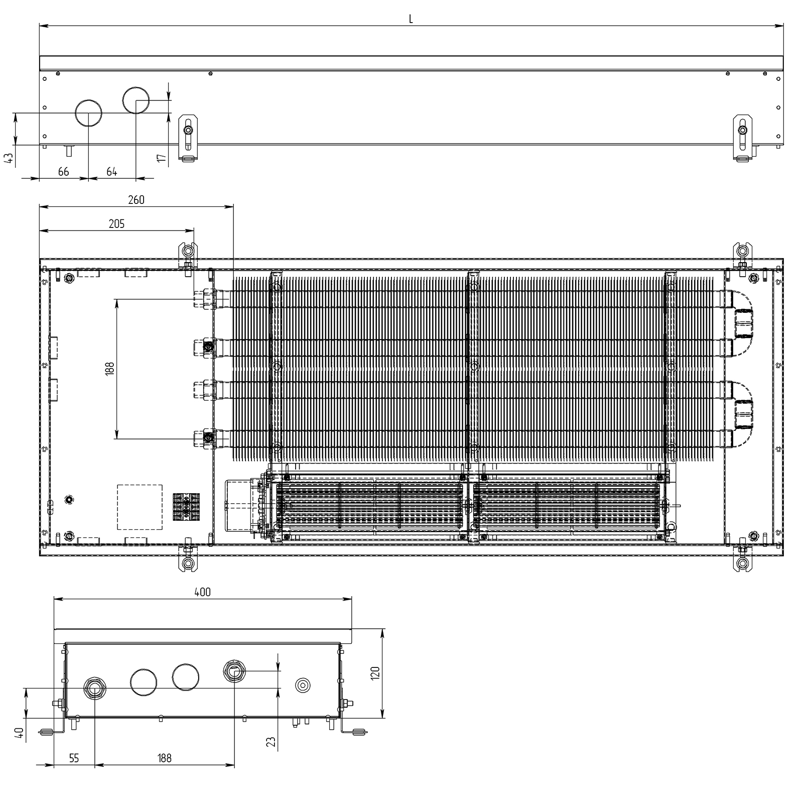 Внутрипольный конвектор Carrera CV2 Black 120 схема