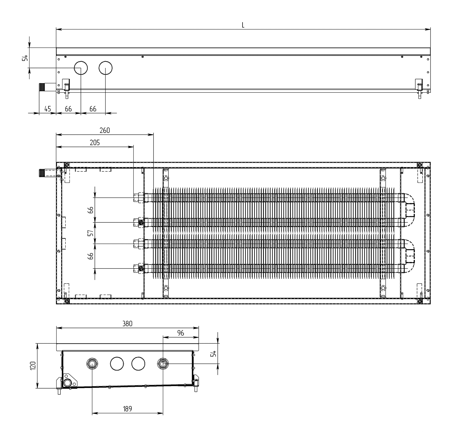 Внутрипольный конвектор Carrera C2 Hydro 120 схема