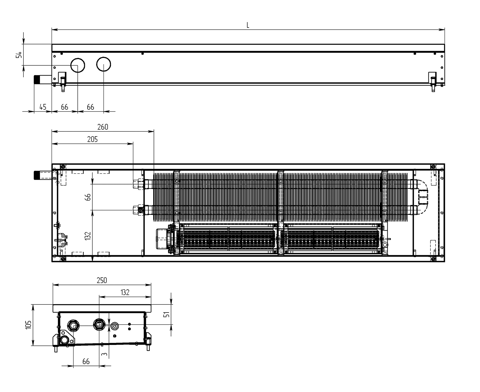 Внутрипольный конвектор Carrera SV Hydro 90 схема