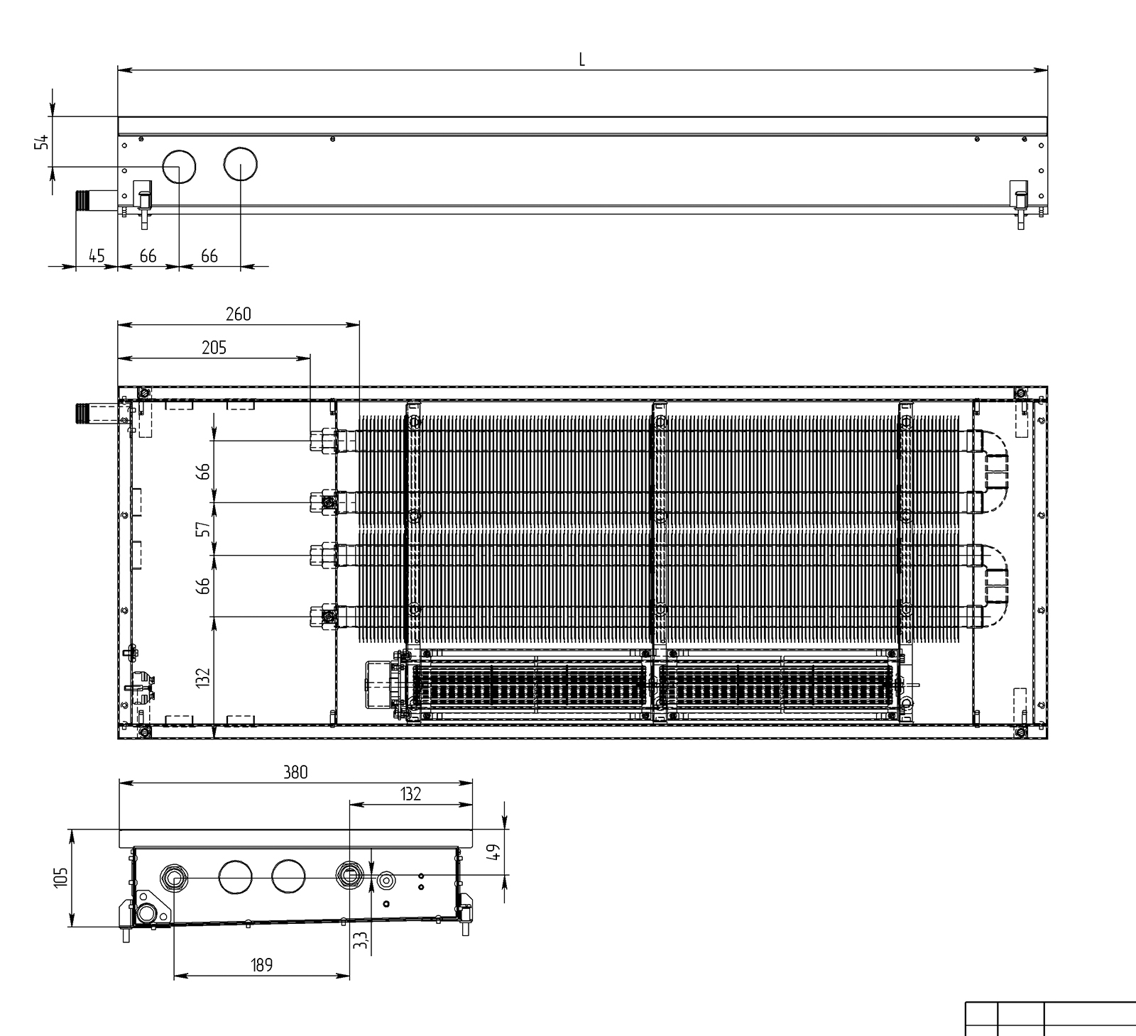 Внутрипольный конвектор Carrera CV2 Hydro 90 схема