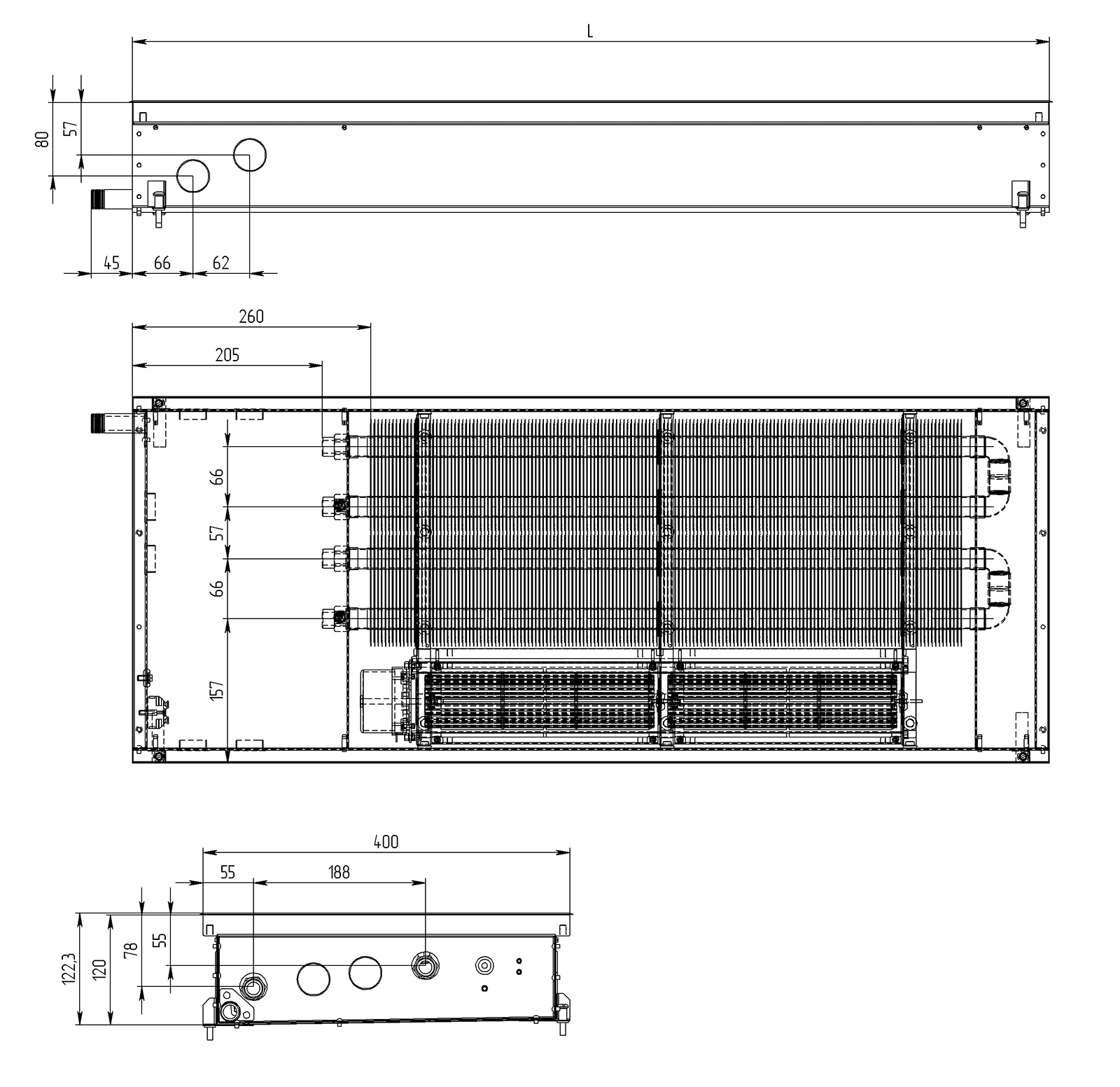 Внутрипольный конвектор Carrera SV2 Hydro 120 схема