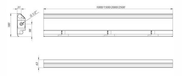 Плинтусный конвектор Carrere BR-18 чертеж