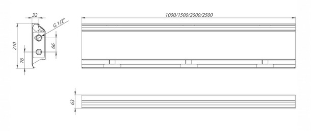 Плинтусный конвектор Carrere BR-21 чертеж