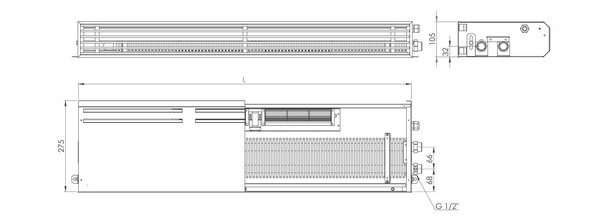 цокольний конвектор Carrere DV 105 чертеж