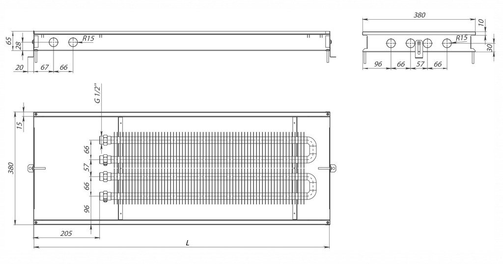 Внутрипольный конвектор Carrera M2 Black 65 схема